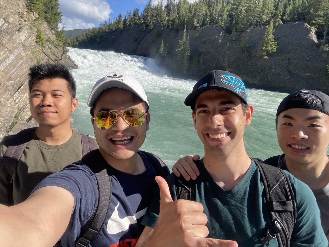 Group selfie at Bow Falls