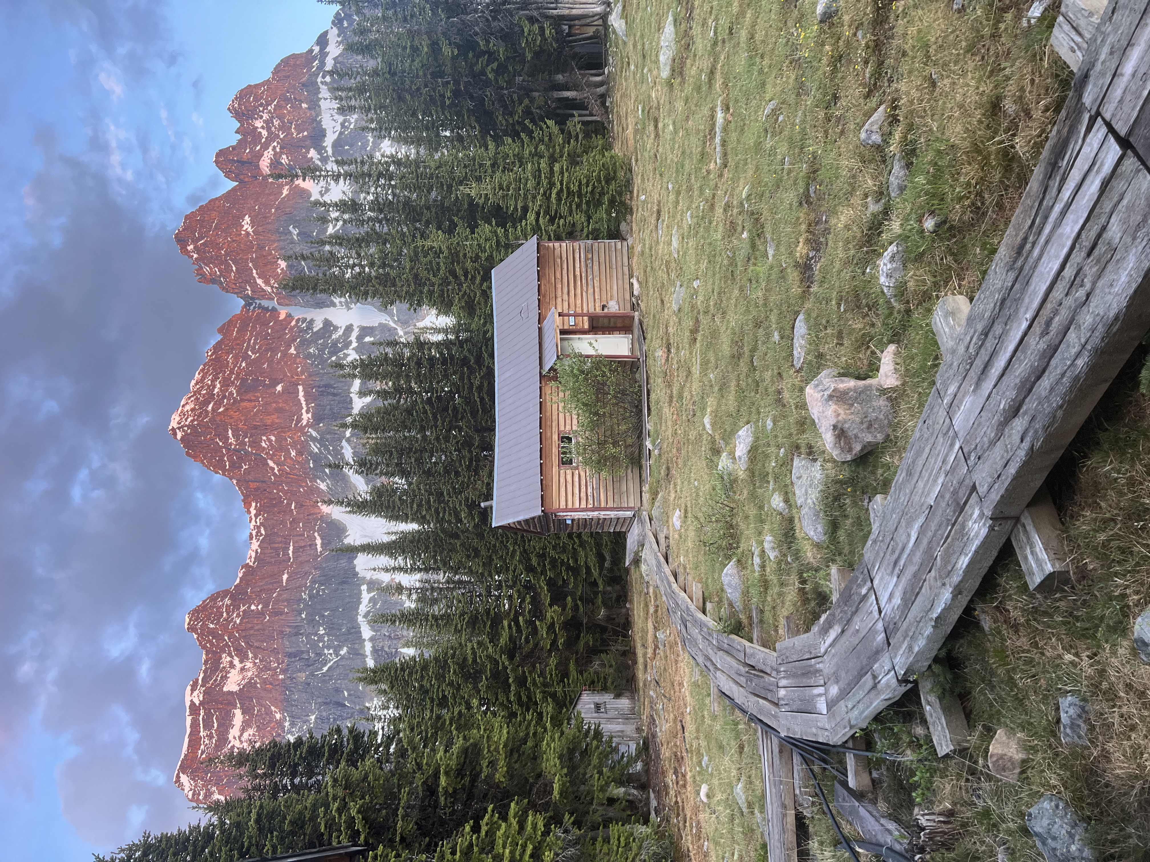 Backcountry hut in the early morning